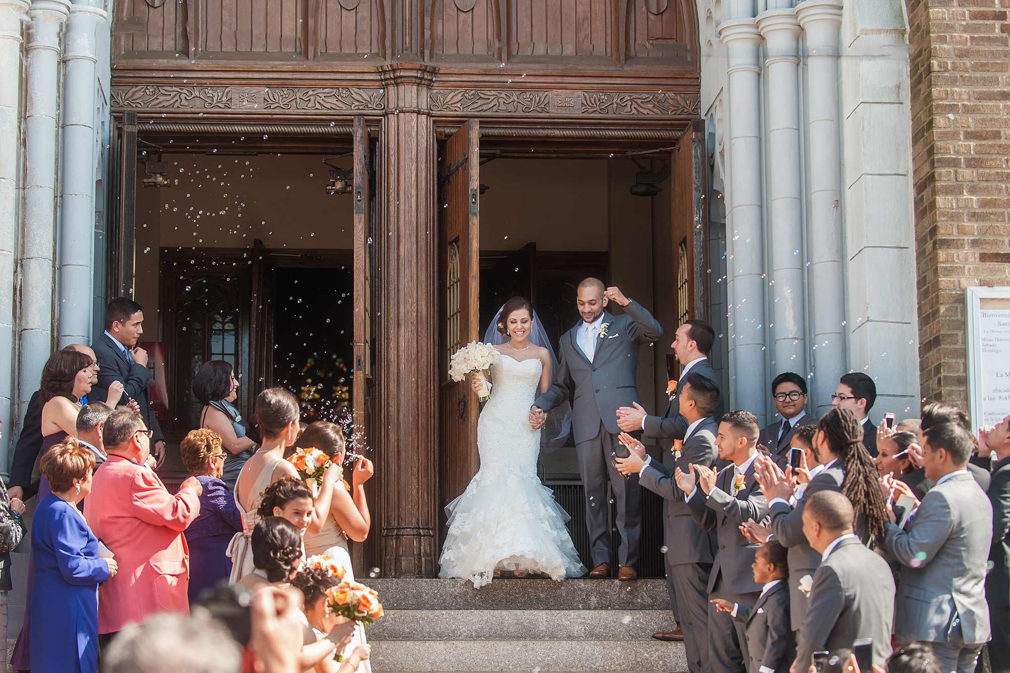 roman-catholic-wedding-send-off-bubbles-queens-ny